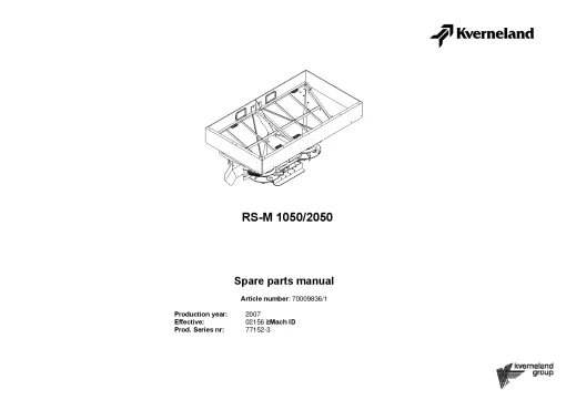 Kverneland RS-M 1050 2050 Spreaders Disc Rear mounted 2007 Parts Manual Catalog Pdf Download