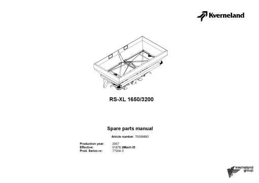 Kverneland RS-XL 1650 -3200 Spreaders Disc Rear mounted Parts Manual Catalog Pdf Download