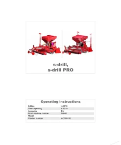 Kverneland S drill -PRO seed Drill 2010 Operation Maintenance Manual PDF download