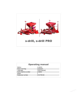 Kverneland S drill -PRO seed Drill 2012 Operation Maintenance Manual PDF download