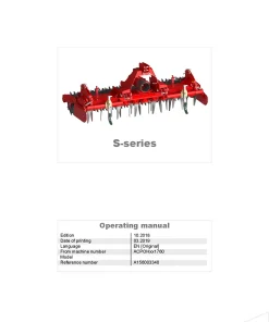 Kverneland S series Power Harows 2018 Operation Maintenance Manual PDF download