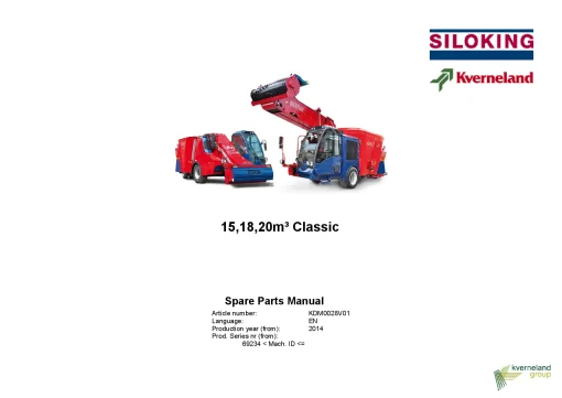 Kverneland Siloking 15 18 20 m3 Classic Diet feeders 2014 Parts Manual Catalog Pdf Download
