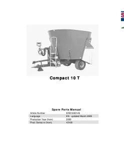 Kverneland Siloking COMPACT 10T Diet Feeders 2008 Parts Manual Catalog Pdf Download