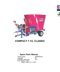 Kverneland Siloking Compact 7-14 Classic Diet feeders 2011 Parts Manual Catalog Pdf Download