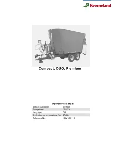 Kverneland Siloking Compact Premium DOU DOU Avnat Vertical Feed Mixer 2008 Operation Maintenance Manual PDF download