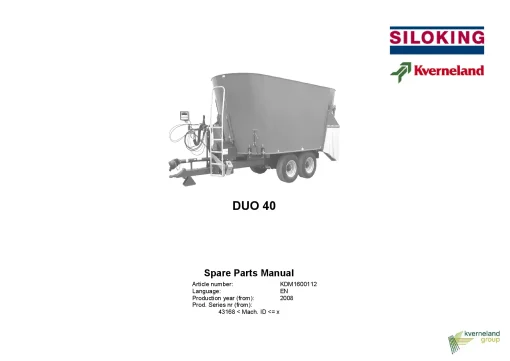 Kverneland Siloking DUO40 Diet Feeders 2008 Parts Manual Catalog Pdf Download