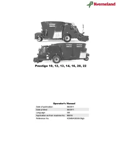 Kverneland Siloking PRESTIGE 10 12 13 14 16 20 22 Diet feeders 2011 Operation Maintenance Manual PDF download