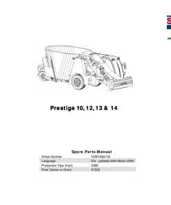 Kverneland Siloking PRESTIGE 10 12 13 14 Diet feeders 2008 Parts Manual Catalog Pdf Download