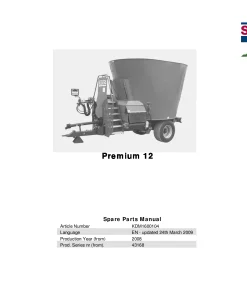 Kverneland Siloking Premium 9-16 Diet feeders 2008 Parts Manual Catalog Pdf Download