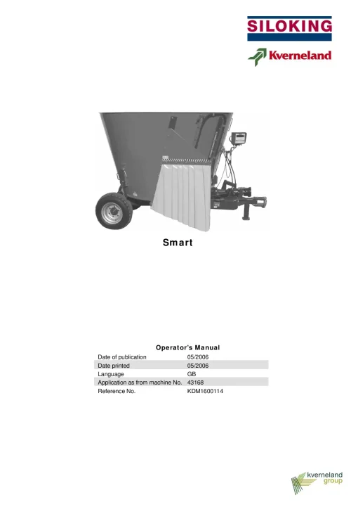 Kverneland Siloking SMART Diet feeders 2008 Operation Maintenance Manual PDF download