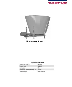 Kverneland Siloking Stationary Mixer Diet feeders 2007 Operation Maintenance Manual PDF download
