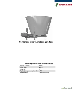 Kverneland Siloking stationary mixer metering system 2010 Parts Manual Catalog Pdf Download