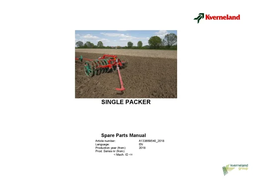 Kverneland Single Packer Furrow Press 2018 Parts Manual Catalog Pdf Download