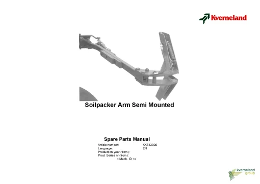 Kverneland Soilpacker Arm Semi Mounted Ploughs -2005 Parts Manual Catalog Pdf Download