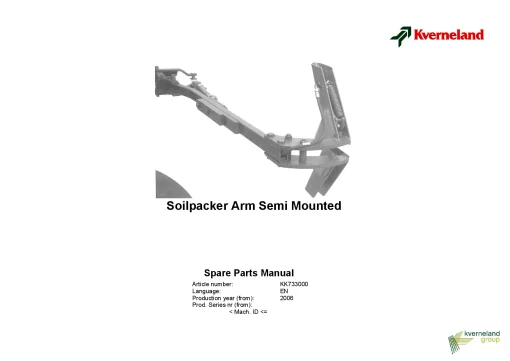 Kverneland Soilpacker Arm Semi Mounted Ploughs 2006- Parts Manual Catalog Pdf Download