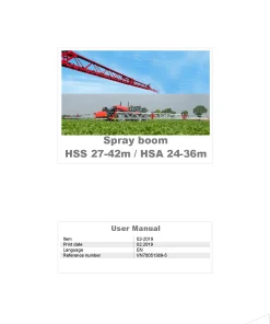 Kverneland Spray boom HSS 27-42m HSA 24-36m 2018 Operation Maintenance Manual PDF download