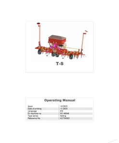 Kverneland T-S Seeding combination Integrated 2005 Operation Maintenance Manual PDF download