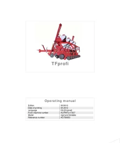 Kverneland TF Profi Precision drills Pneumatic 2013 Operation Maintenance Manual PDF download