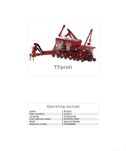 Kverneland TF Profi Precision drills Pneumatic 2016 Operation Maintenance Manual PDF download