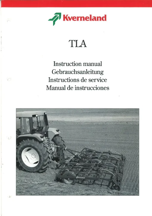Kverneland TLA Cultivators Operation Maintenance Manual PDF download