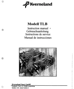 Kverneland TLB Cutivators Operation Maintenance Manual PDF download