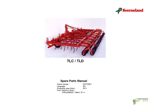 Kverneland TLC TLD Cultivators Vibrating tine 2011 Parts Manual Catalog Pdf Download