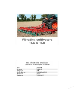 Kverneland TLC TLD Cultivators Vibrating tine 2015 Operation Maintenance Manual PDF download