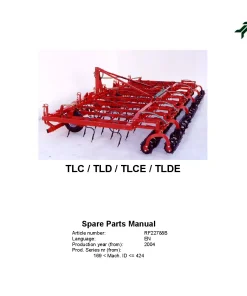 Kverneland TLC(E) TLD(E) Cultivators Vibrating tine 2004 Parts Manual Catalog Pdf Download