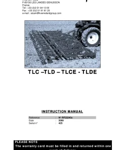 Kverneland TLC(E) TLD(E) Cultivators Vibrating tine 2005 Operation Maintenance Manual PDF download