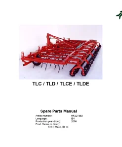 Kverneland TLC(E) TLD(E) Cultivators Vibrating tine 2006 Parts Manual Catalog Pdf Download