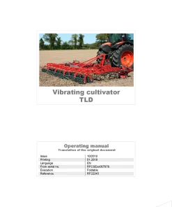 Kverneland TLD Cultivators Vibrating tine 2018 Operation Maintenance Manual PDF download