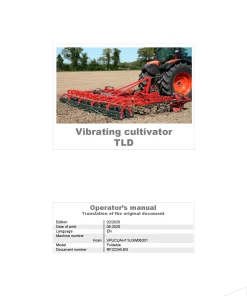 Kverneland TLD Cultivators Vibrating tine 2020 Operation Maintenance Manual PDF download