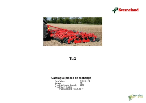 Kverneland TLG Cultivators seedbed 2005 FR Parts Manual Catalog Pdf Download