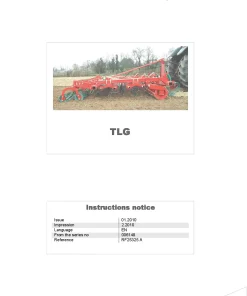 Kverneland TLG Cultivators seedbed 2010 Operation Maintenance Manual PDF download