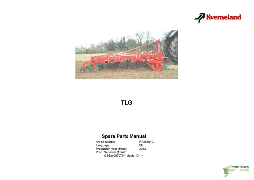 Kverneland TLG Cultivators seedbed 2013 Parts Manual Catalog Pdf Download