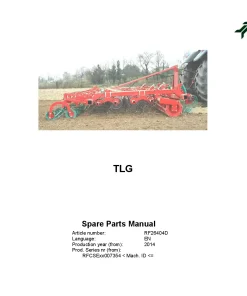 Kverneland TLG Cultivators seedbed 2014 Parts Manual Catalog Pdf Download