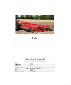 Kverneland TLG Cultivators seedbed 2020 EN Operation Maintenance Manual PDF download