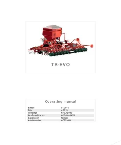 Kverneland TS-EVO Seeding combination Integrated 2015 Operation Maintenance Manual PDF download
