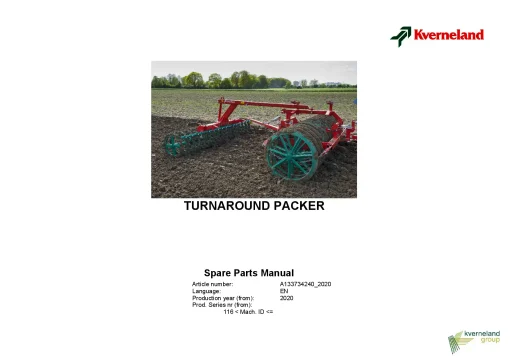 Kverneland TURNAROUND PACKER Furrow Press 2020 Parts Manual Catalog Pdf Download