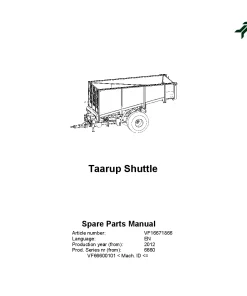 Kverneland Taarup Shuttle Silage equipment 2012 Parts Manual Catalog Pdf Download
