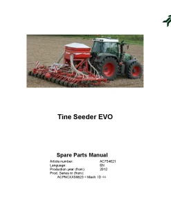 Kverneland Tine Seeder EVO Seeding combination Integrated 2012 Parts Manual Catalog Pdf Download