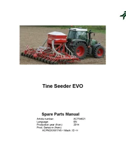 Kverneland Tine Seeder EVO Seeding combination Integrated 2014 Parts Manual Catalog Pdf Download