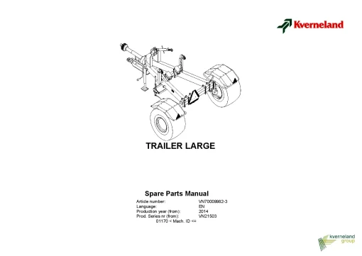 Kverneland Trailer Large Accessories Fertiliser spreaders 2014 Parts Manual Catalog Pdf Download