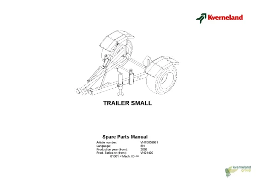 Kverneland Trailer Small Accessories Fertiliser spreaders 2008 Parts Manual Catalog Pdf Download