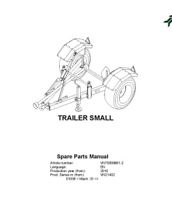 Kverneland Trailer Small Accessories Fertiliser spreaders 2010 Parts Manual Catalog Pdf Download