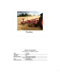 Kverneland Turbo Cultivators shallow 2020 Operation Maintenance Manual PDF download