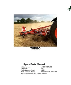 Kverneland Turbo Cultivators shallow 2021 Parts Manual Catalog Pdf Download