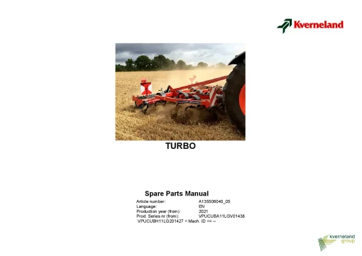 Kverneland Turbo Cultivators shallow 2021 Parts Manual Catalog Pdf Download