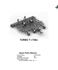 Kverneland Turbo T i-Tiller Cultivators shallow 2019 Parts Manual Catalog Pdf Download