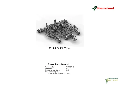 Kverneland Turbo T i-Tiller Cultivators shallow 2019 Parts Manual Catalog Pdf Download